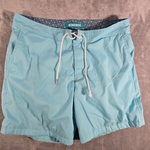Bonobos Swim‎ Trunks Board Shorts Quick Dry Swim Shorts Lined Aqua Blue L Sz 34
